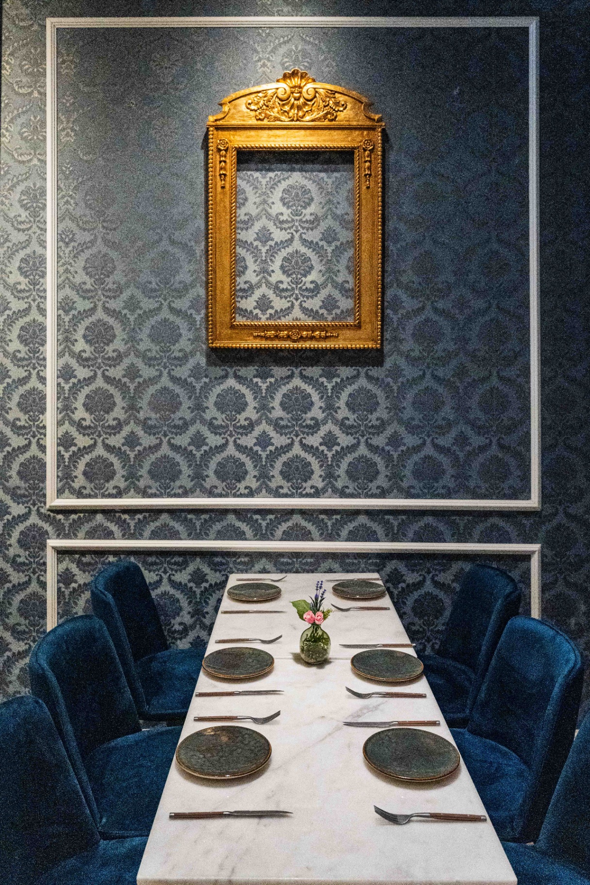 Private table with velvet chairs